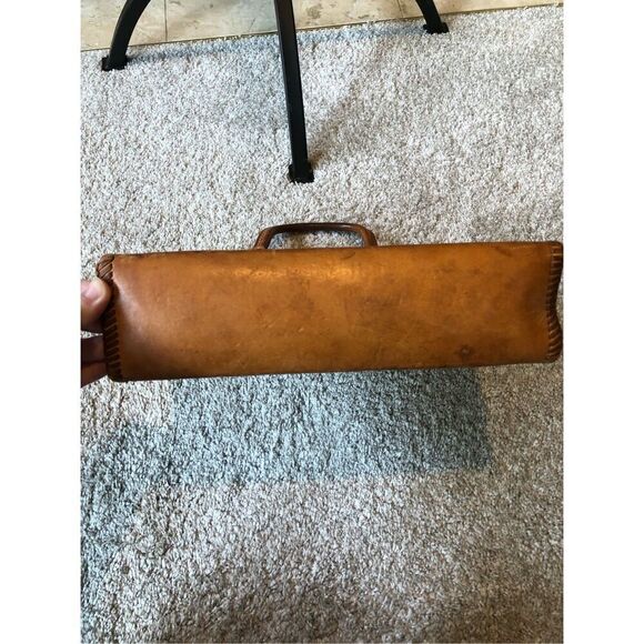 Vintage “W.E.J.” Initialed Women’s Brown Leather Hand Bag - Picture 5 of 11